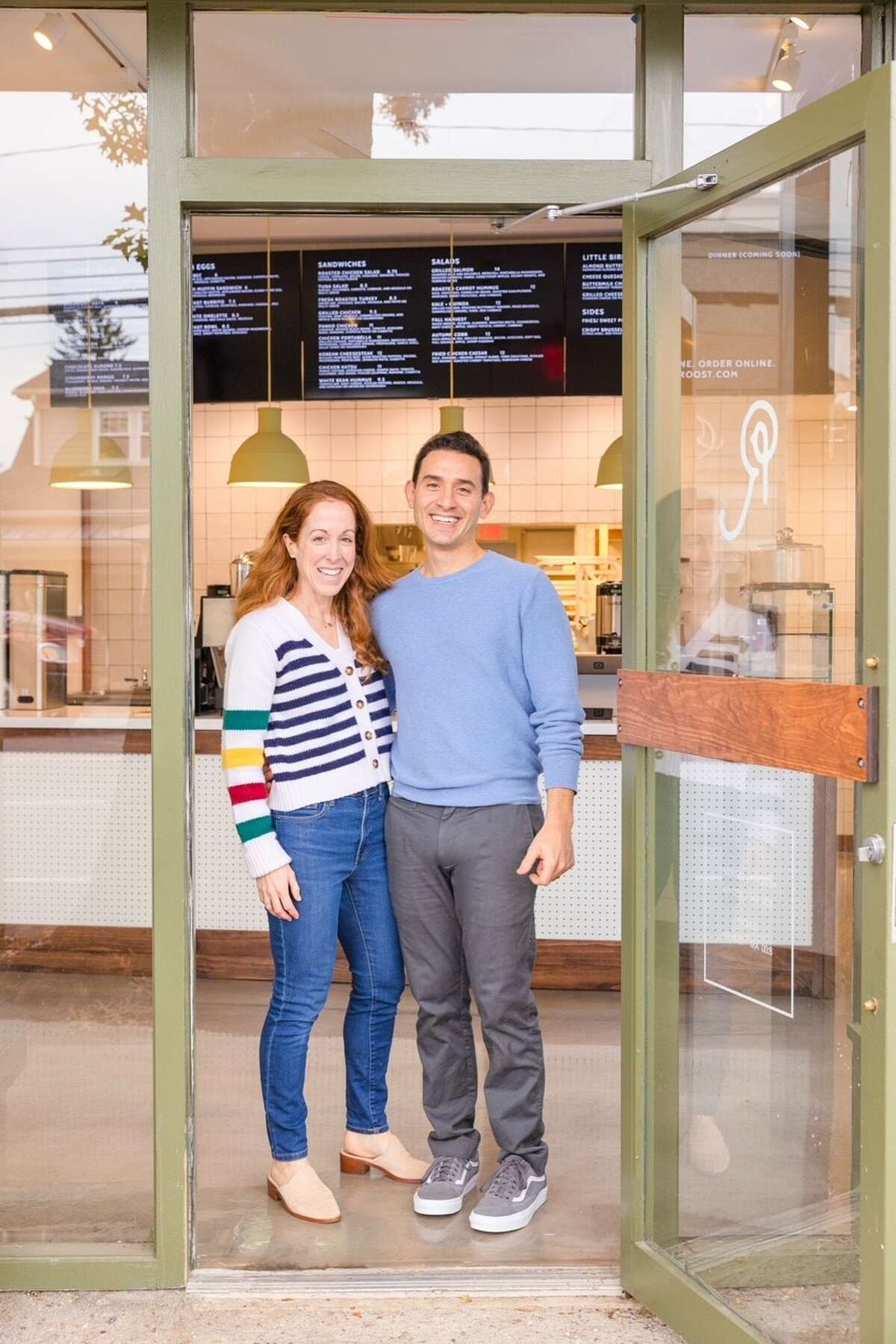 Chef and Owner, Mike Pietrafeso, with his wife Krista, in front of the new Roost Cos Cob, CT.