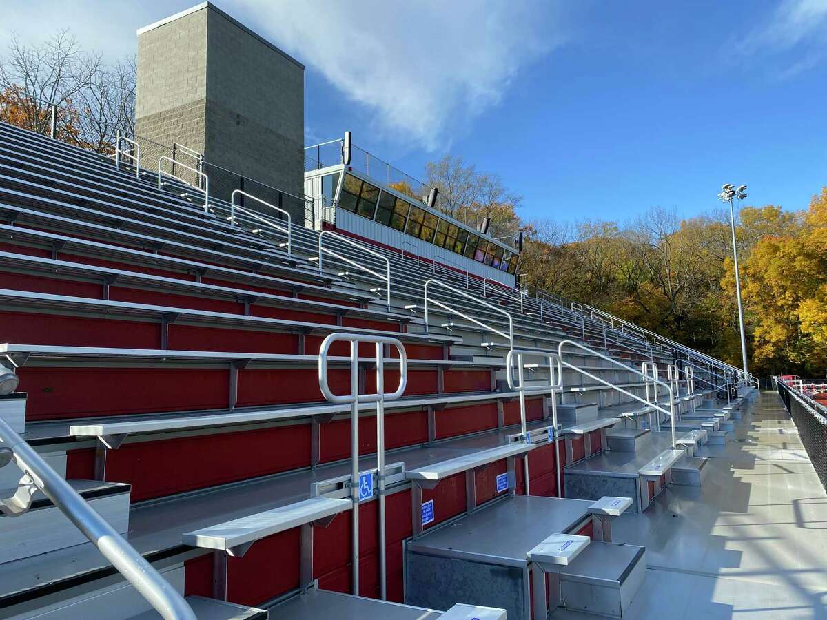 Greenwich High School celebrated the official grand reopening of Cardinal Stadium Saturday, Nov. 13, 2021, before its football game with Stamford.