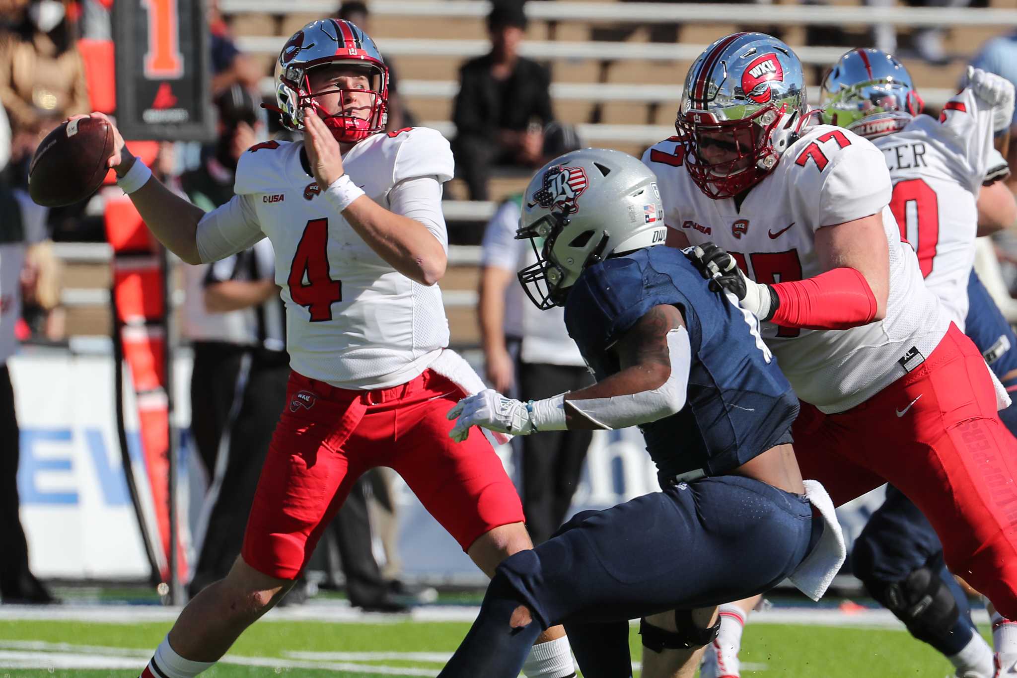 American Team quarterback Bailey Zappe of Western Kentucky (17