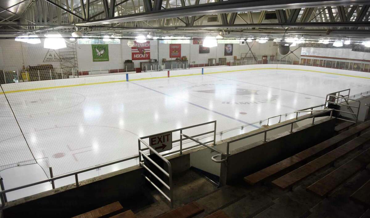 The Dorothy Hamill Skating Rink in the Byram section of Greenwich, Conn., photographed on Wednesday, Nov. 10, 2021. Since a new construction plan would require that a second temporary rink be built, locations are being considered. But each potential site has challenges that will need to be overcome.