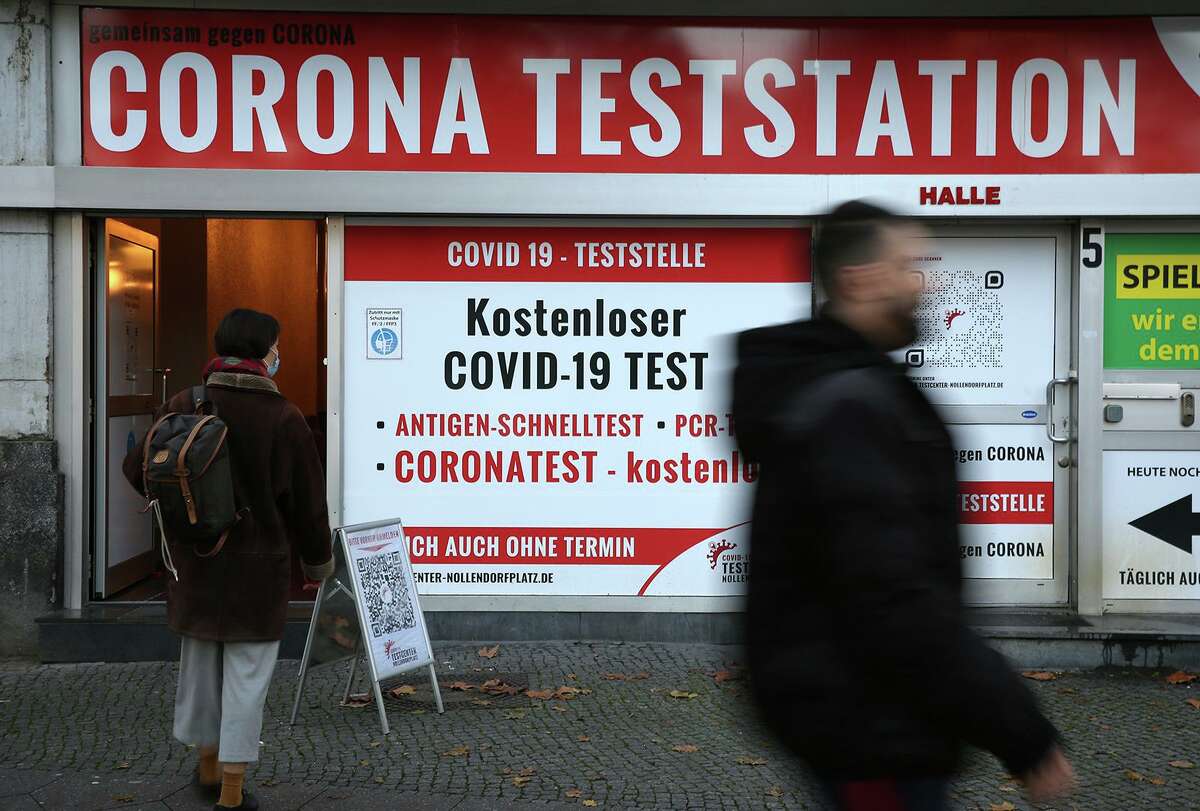 A neighborhood clinic offers coronavirus testing in Berlin as infections rise to record highs across Germany.