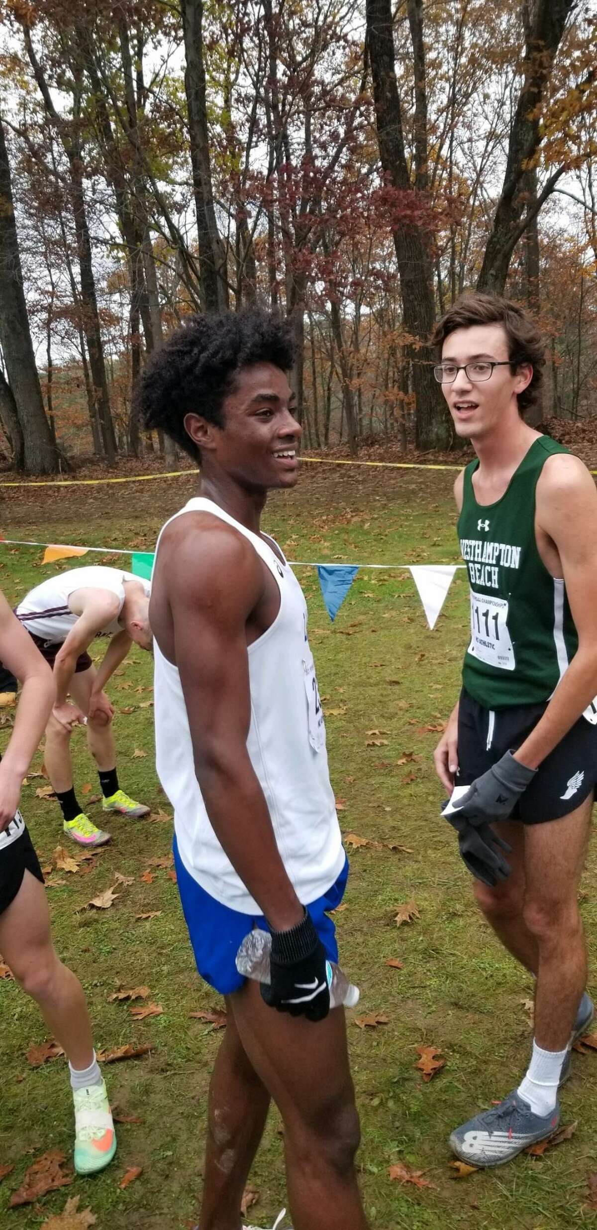 Gitch Hayes of La Salle is all smiles after his victory in the Class B race at the New York State Championships on Saturday, Nov. 13, 2021, at Chenango Valley State Park.