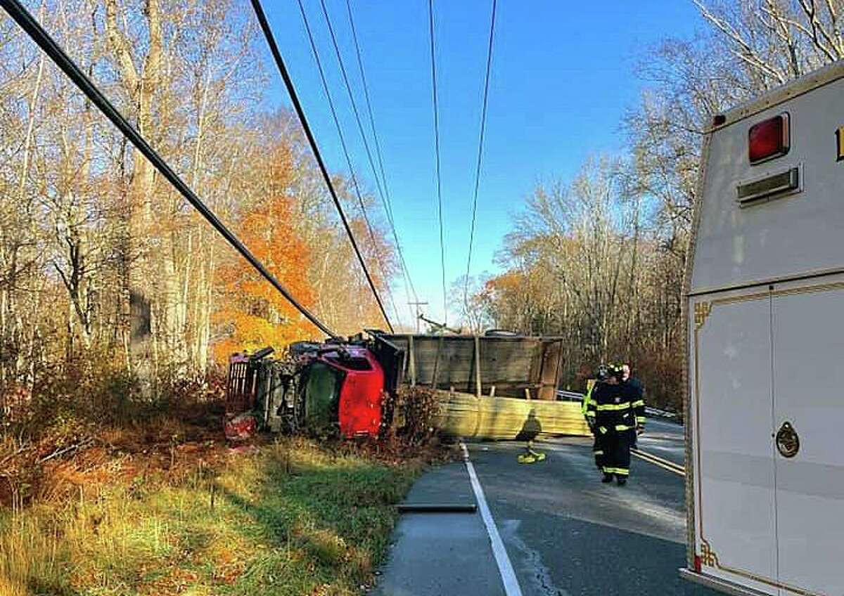 Police Route 2 closed in North Stonington after truck crash