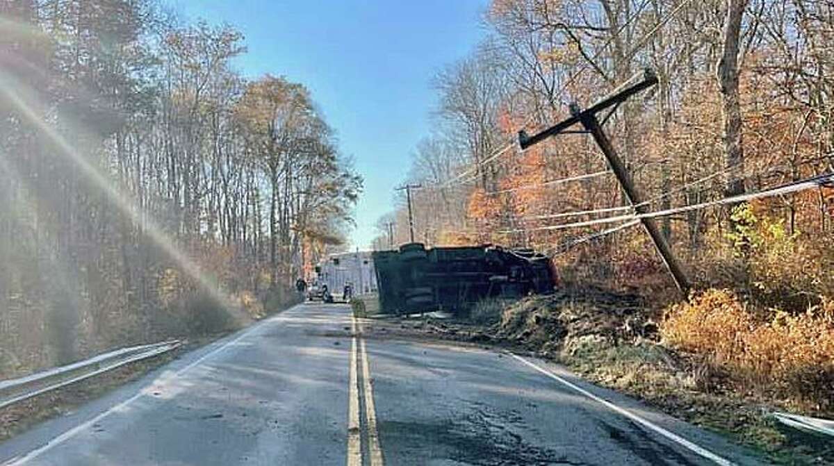 Police Route 2 closed in North Stonington after truck crash