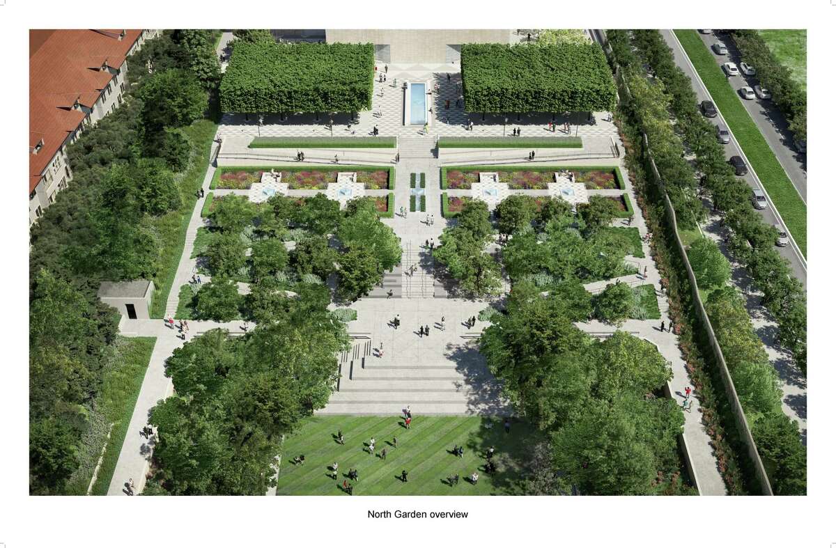An artist rendering of the North Garden at the future Ismail Center Houston.