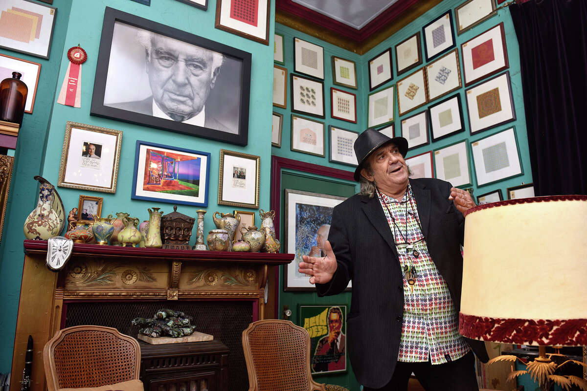 Mark McCloud, the owner of Blotter Barn, gives a tour of his many LSD-related artifacts.