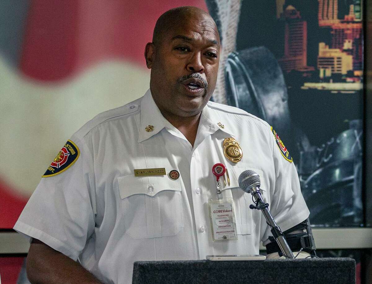 San Antonio Fire Chief Charles Hood testified Monday in an arbitration hearing for firefighter Christopher White, who was suspended indefinitely following allegations of domestic violence.