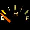 A gas tank is on empty.