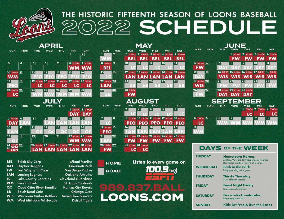 South Bend Cubs Schedule 2022 Loons Announce 2022 Schedule