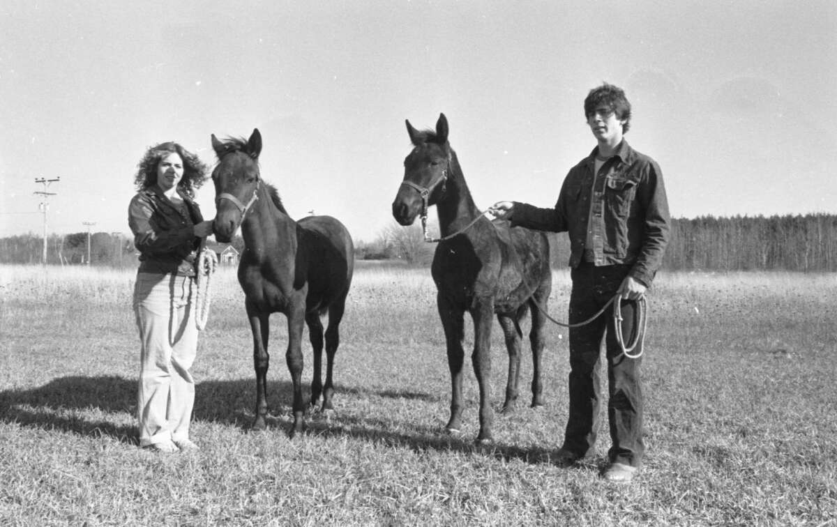 Jennifer Janicki with Bugsie Bee and Wayne Janicki with Mama’s Taro are participating in the Michigan 4-H Standard Horse Production Project. The photo was published in the News Advocate on Nov. 19, 1981.