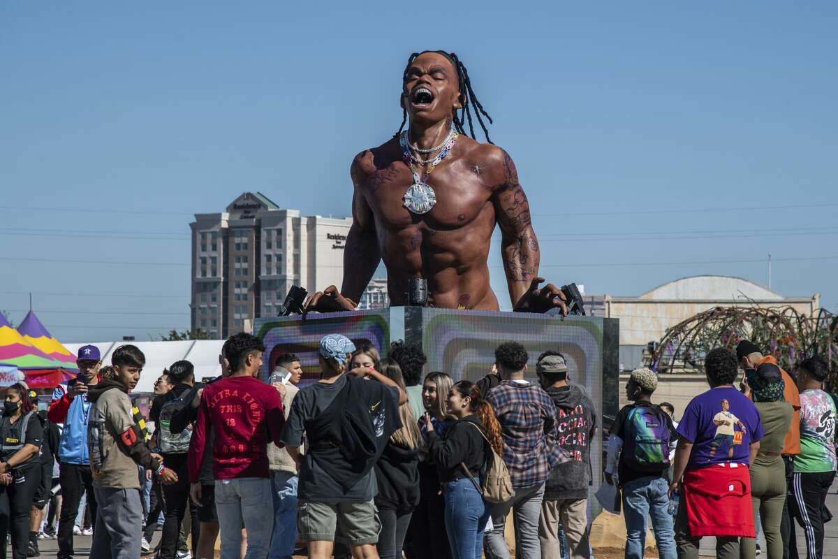 Festival goers are seen on day one of the Astroworld Music Festival at NRG Park on Friday, Nov. 5, 2021, in Houston, Texas. (Photo by Amy Harris/Invision/AP)