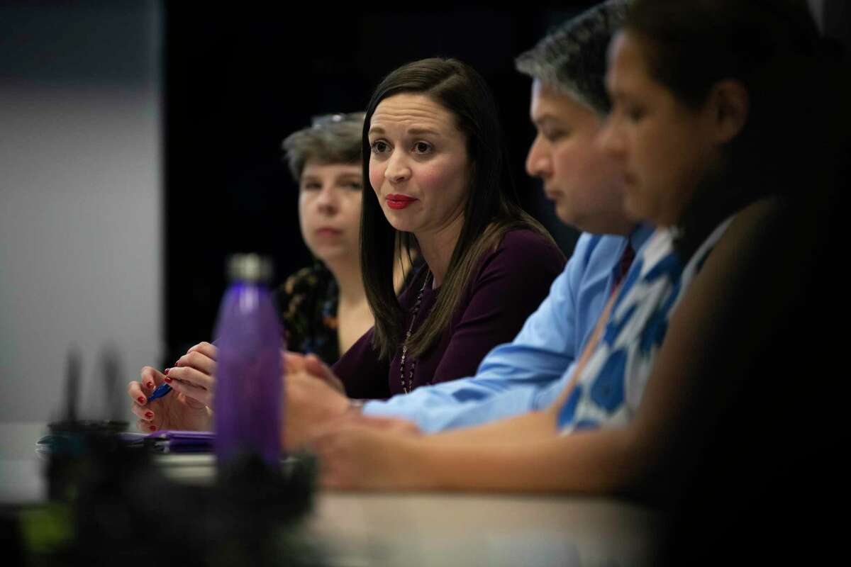 Bexar County Civil District Court Judge, Monique Diaz, speaks during a listening session at Bazan Branch Library as San Antonio City officials look to receive community feedback on a new city plan to address domestic violence over the next five years on Monday, Nov. 19, 2019.