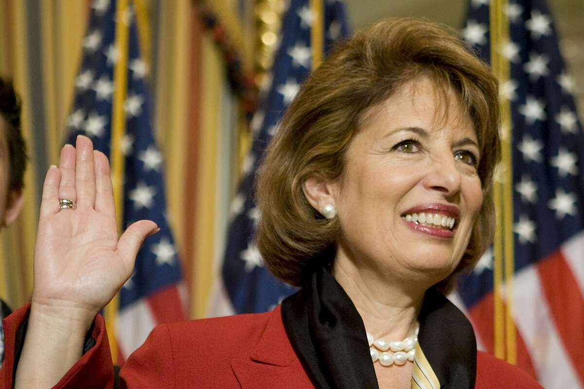 Rep. Jackie Speier participates in a mock swearing in on Capitol Hill in Washington, D.C. on April 10, 2008. 