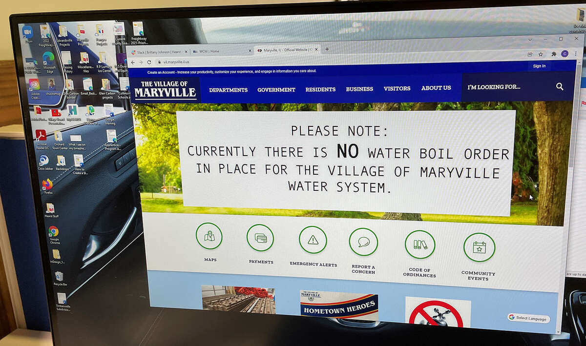 Until about 12:30 p.m. Tuesday, Maryville's website bore this large banner near the top to reassure residents that their water was safe to use. 