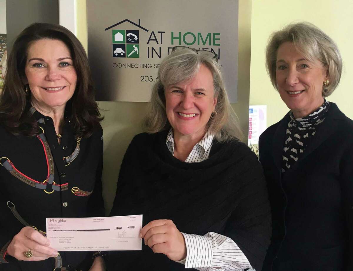 At Home In Darien thanks J.McLaughlin for their recent Sip & Shop event. From left: J.McLaughlin Store Manager Suzanne Brannan, At Home In Darien Executive Director Gina Blum, At Home In Darien Board President Susan Bhirud.
