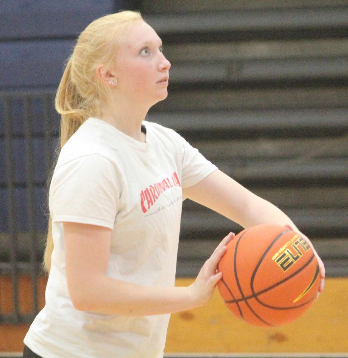 Chippewa Hills' Kendra Ray works on her shooting during a practice last week.