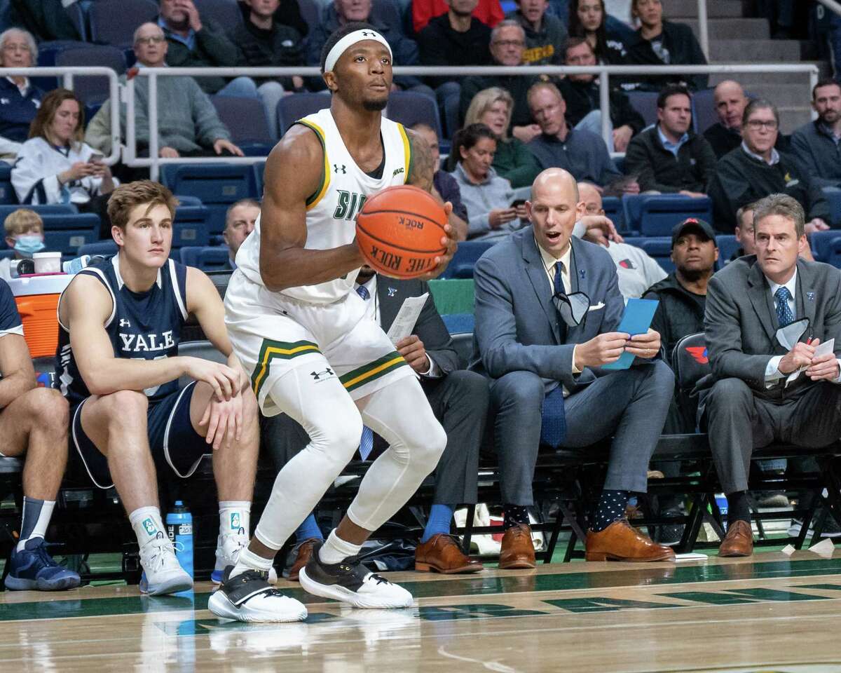 Siena freshman Jared Billups saw his first action of the season against Yale University on Tuesday, Nov. 16, 2021. He is from near Washington, D.C., and expects to have about 20 family members and friends at Siena's game at Georgetown.