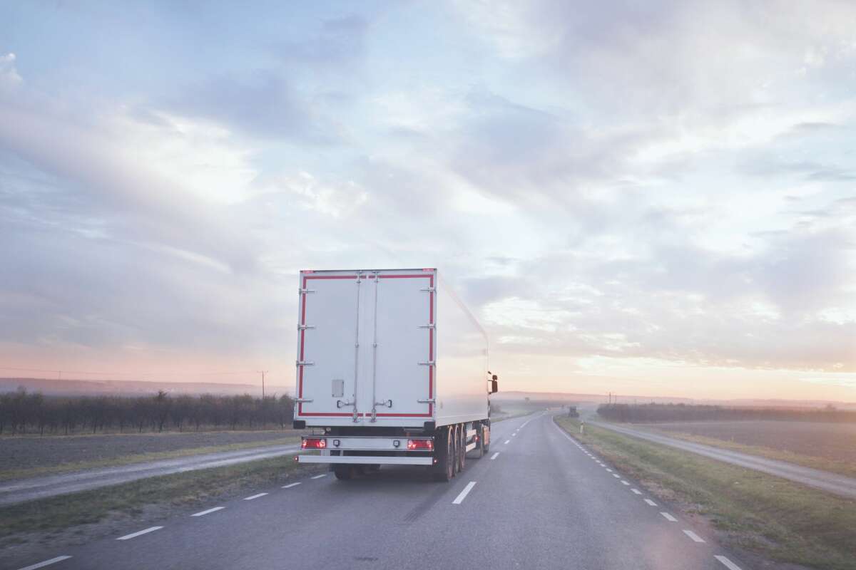 A file image of a truck hauling a shipment. 