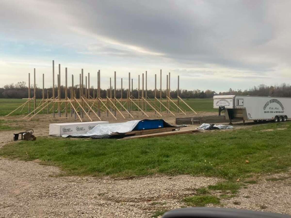 The Ubly FFA's new barn is under construction.