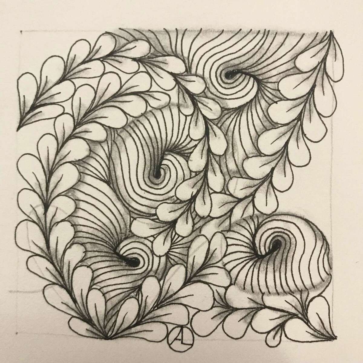An example of the meditative art form, Zentangle art, that was previously created by the certified Zentangle Instructor at the Wilton Library, Amy Lilien-Harper, is shown. An upcoming event with the Wilton Library is a “Zentangle Art Workshop: Zooming with Amy,” event from 3 to 4:30 p.m., on Monday, Nov. 22.