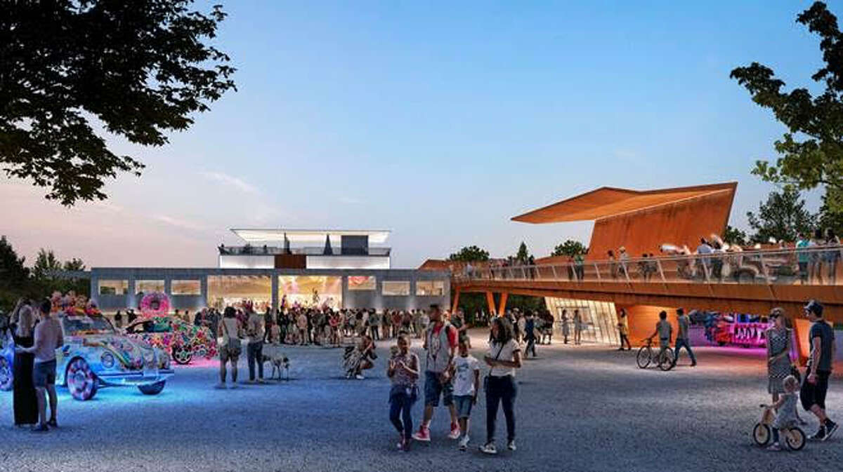 Rendering of the expanded Orange Show Center for Visionary Art (OSCVR). Courtesy of Rogers Partners.