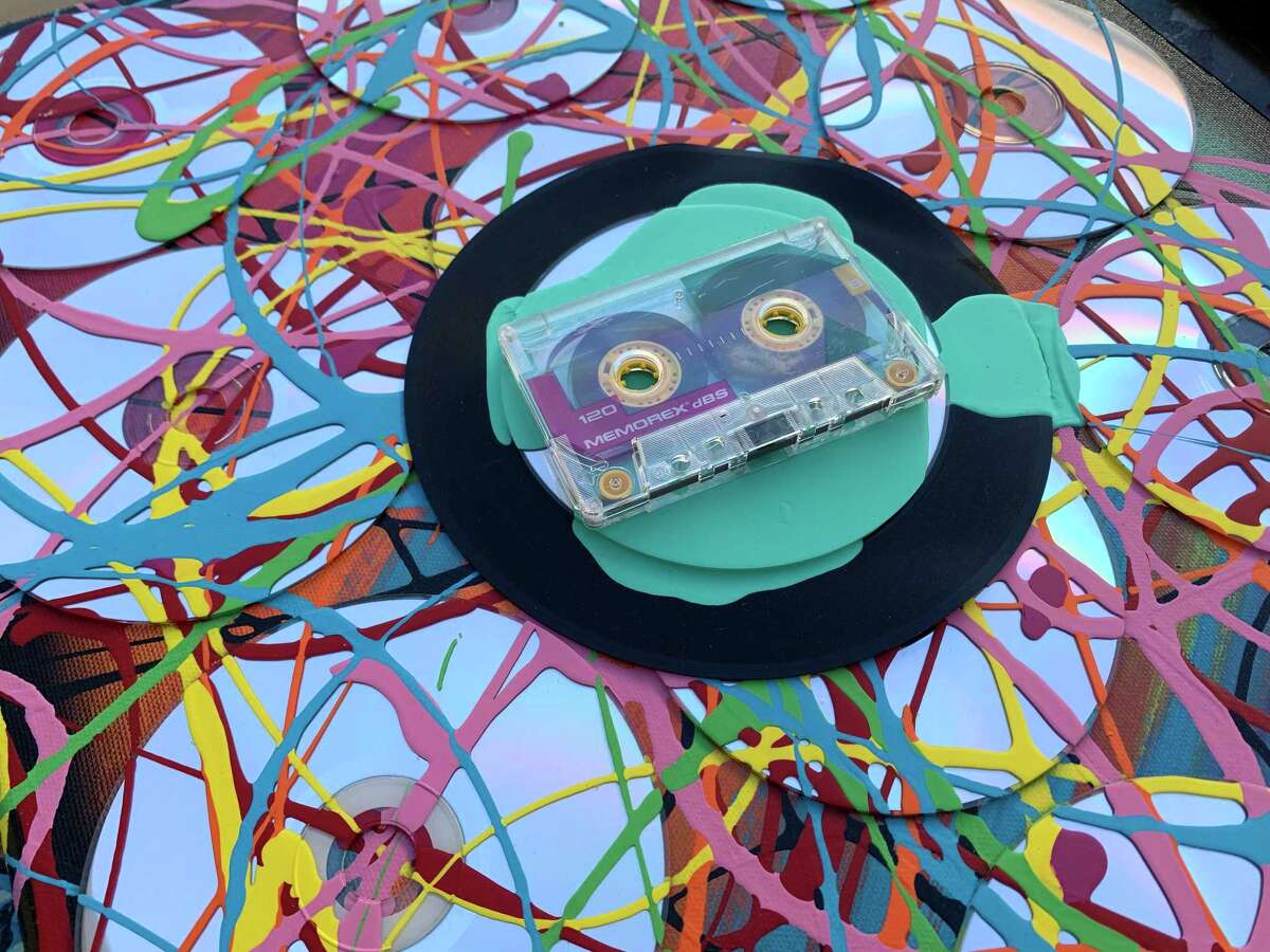 Pop art San Antonio painter Gerardo Saenz recycles old cassette into