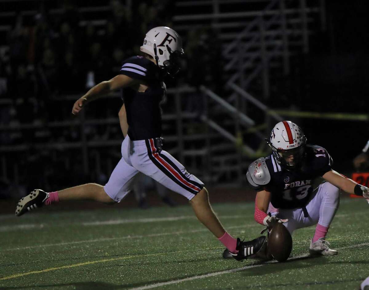Dylan Haig was perfect on five conversion kicks in Foran's win over Bassick.