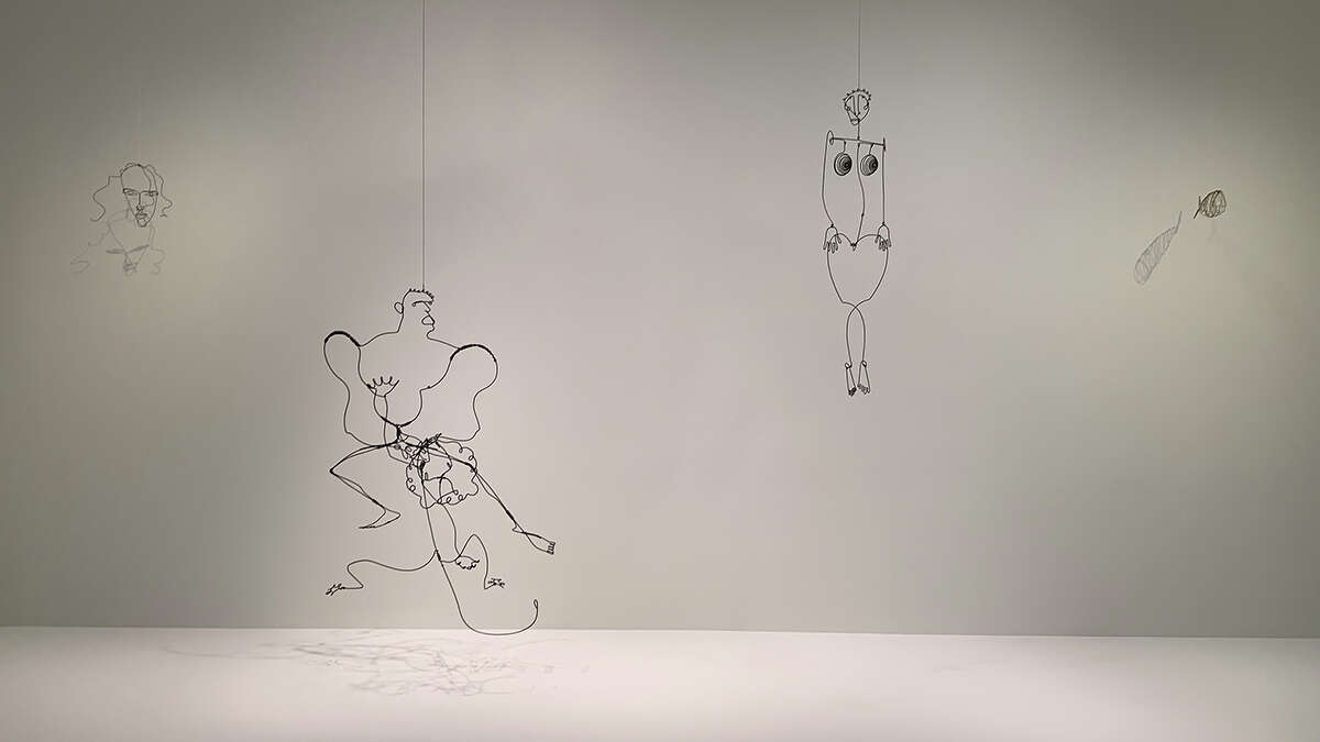 Some of Alexander Calder's wire "drawings," including Josephine Baker, second from right. Photo by Andy Coughlan