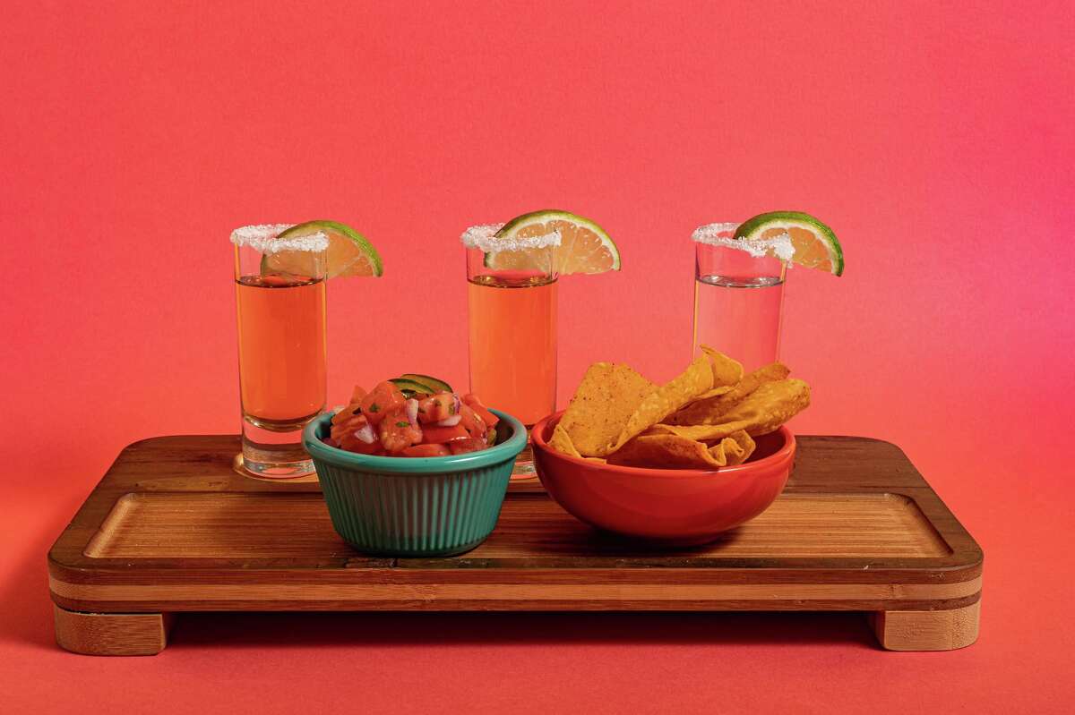 Chips and salsa with a tequila flight by ATC South St., a new taco bar in Litchfield by the owners of @ The Corner. 