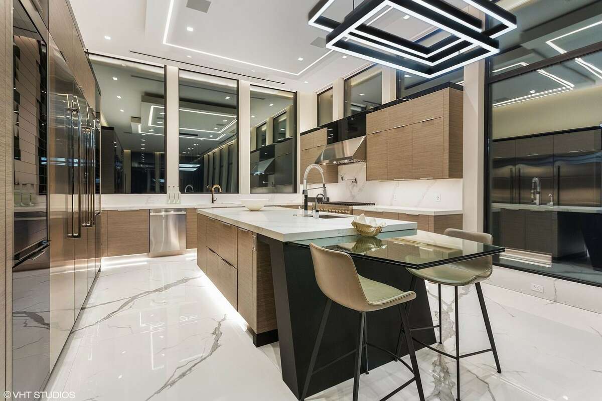 Kitchen area with island.
