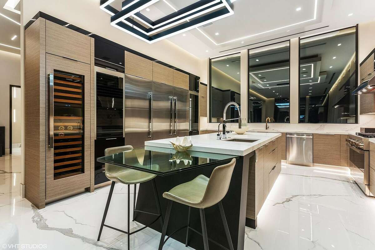 Kitchen area with island.
