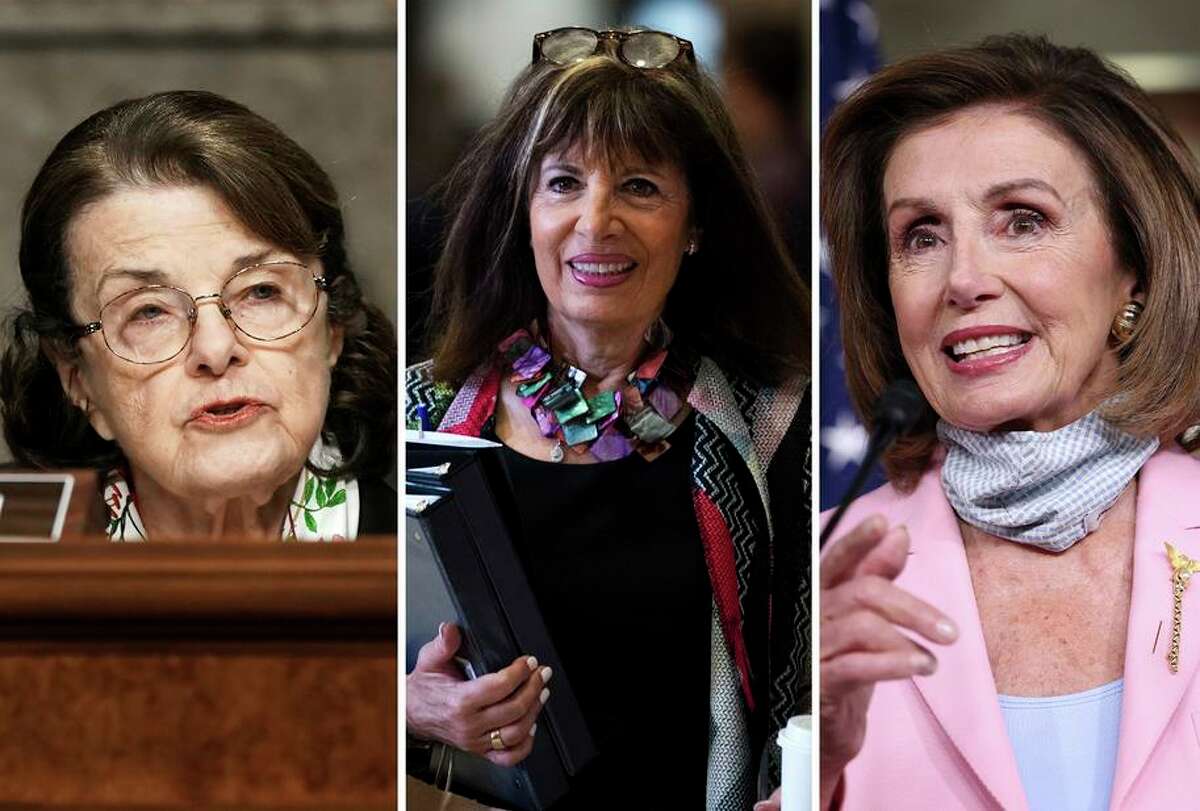 Sen. Dianne Feinstein, left, Rep. Jackie Speier and House Speaker Nancy Pelosi. Speier has recommended a mandatory retirement age for Congress of 75. Feinstein and Pelosi would be out under her idea.