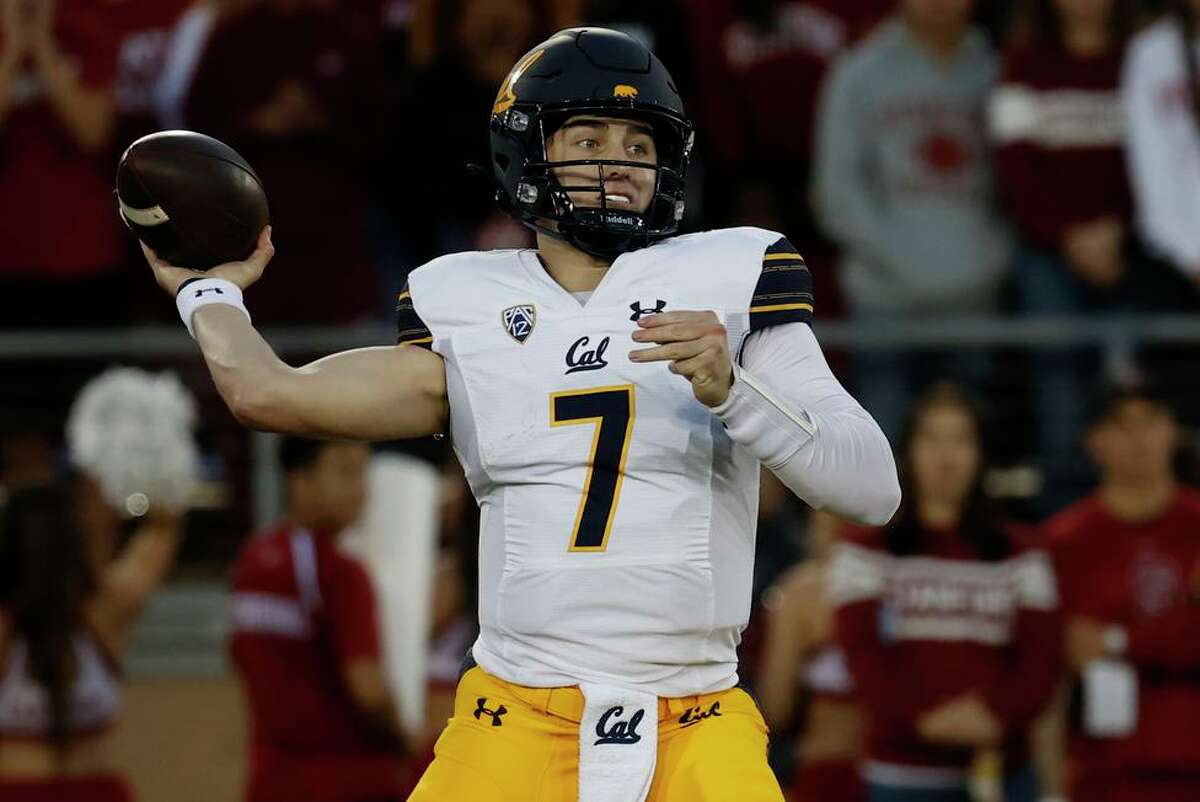 California quarterback Chase Garbers (7) is seen during the second quarter of the annual Big Game against Stanford in Stanford, Calif. Saturday, Nov. 20, 2021.