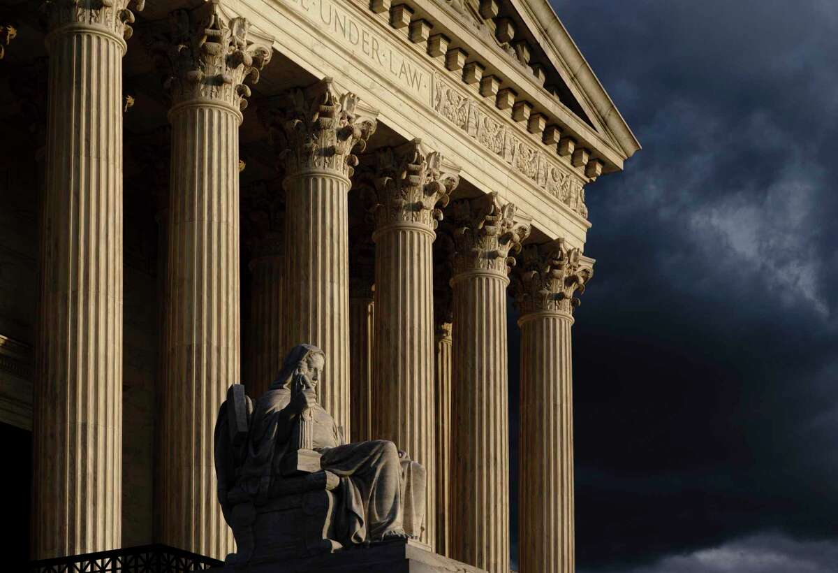 The Supreme Court is seen at dusk in Washington, Oct. 22, 2021.