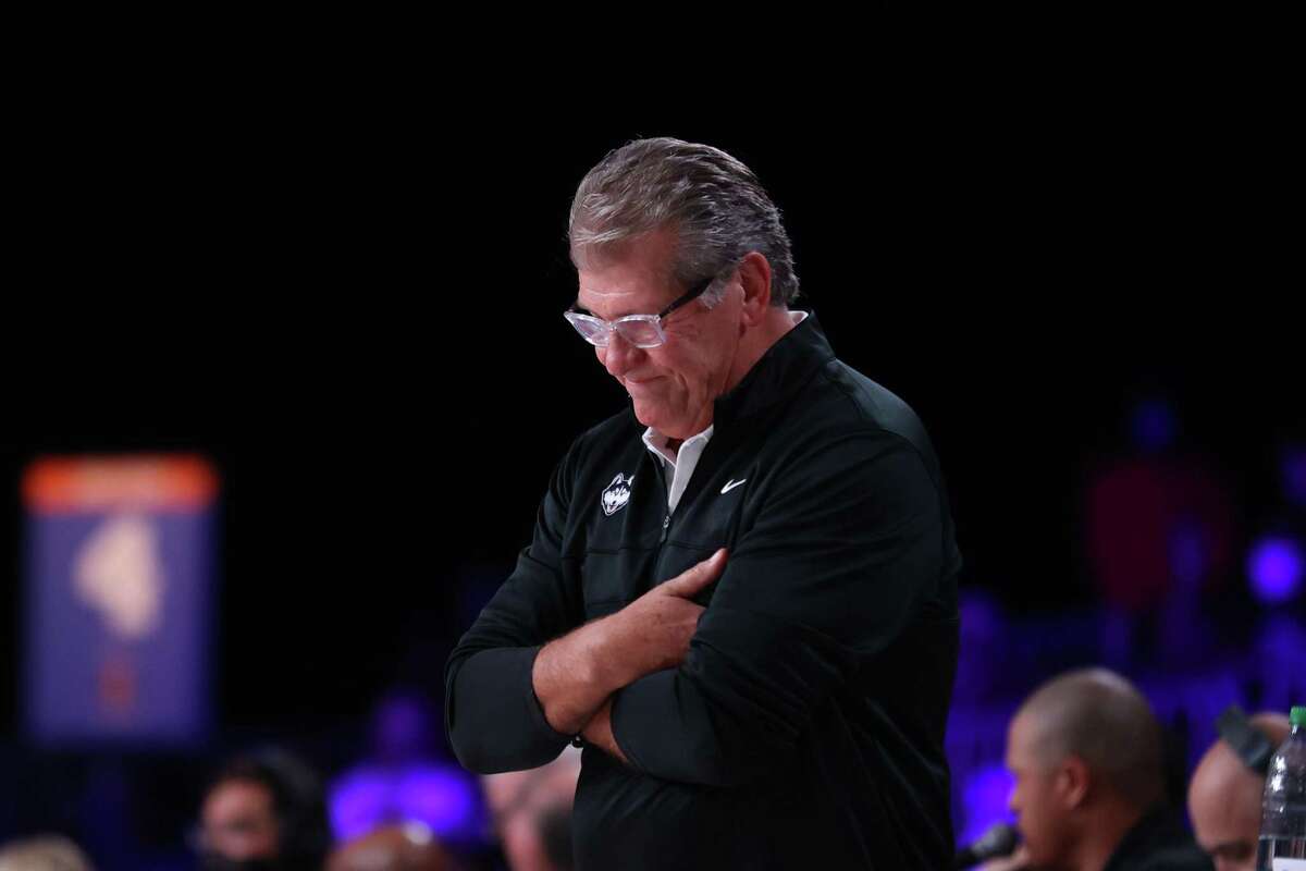 UConn coach Geno Auriemma during a game against South Carolina in the Battle 4 Atlantis tournament in Bahamas.