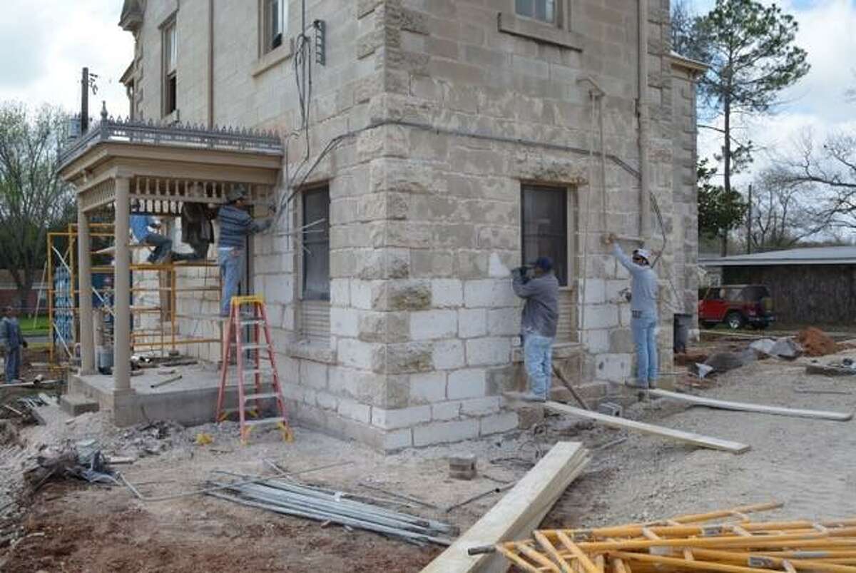 Once the cement covering was removed, the limestone blocks were again revealed.