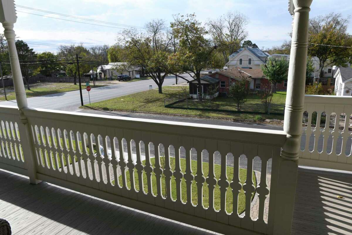 This is the view from the second-floor front balcony, where the banister and flooring had to be completely replaced..