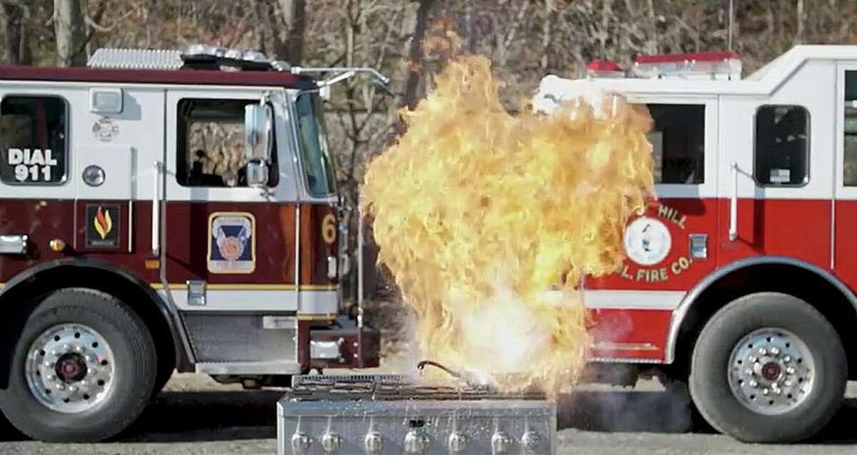 A demonstration done in partnership with several agencies to show the potential dangers of frying food, ahead of the Thanksgiving holiday on Thursday, Nov. 25, 2021.