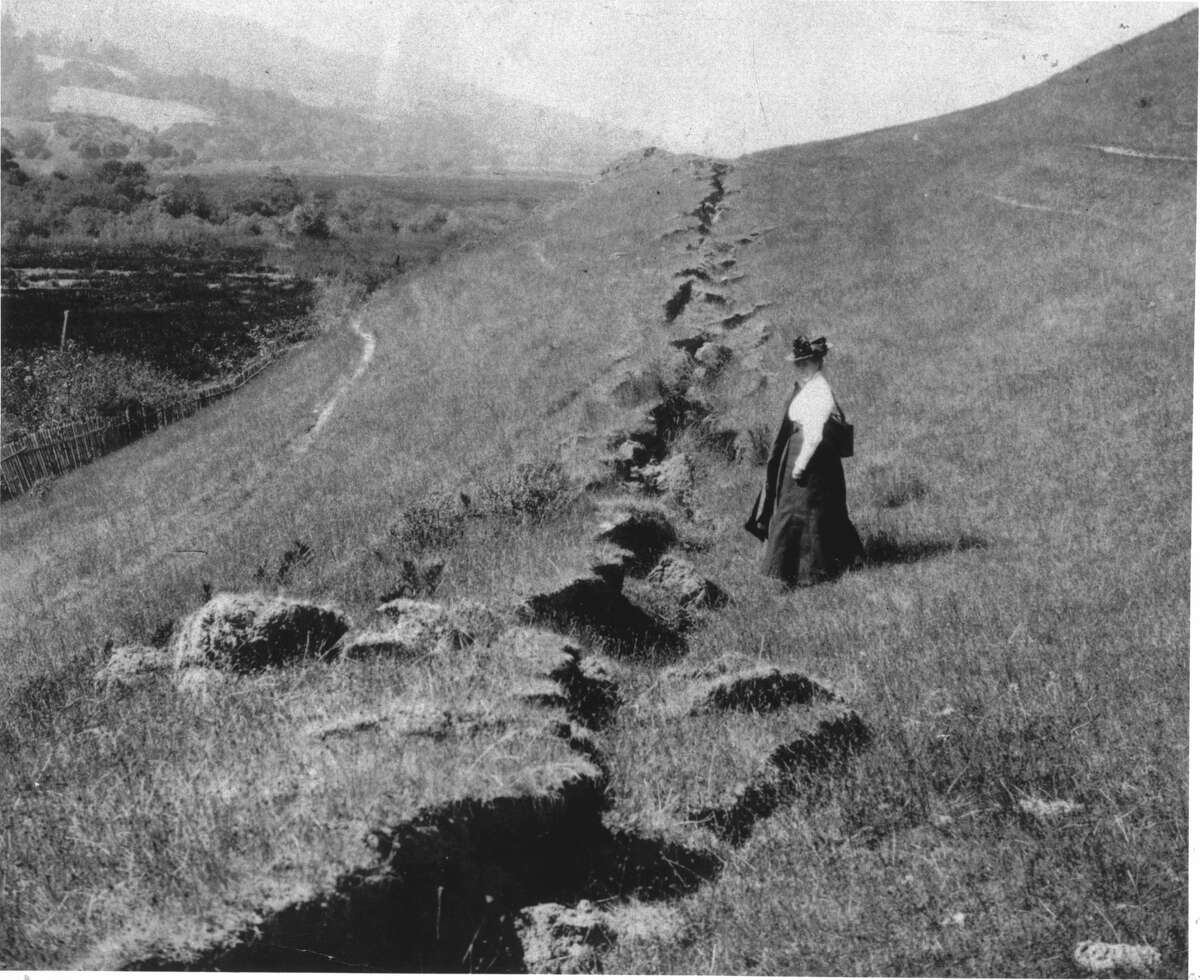 Earth torn open along the San Andreas Fault in the Olema Valley by the 1906 earthquake.