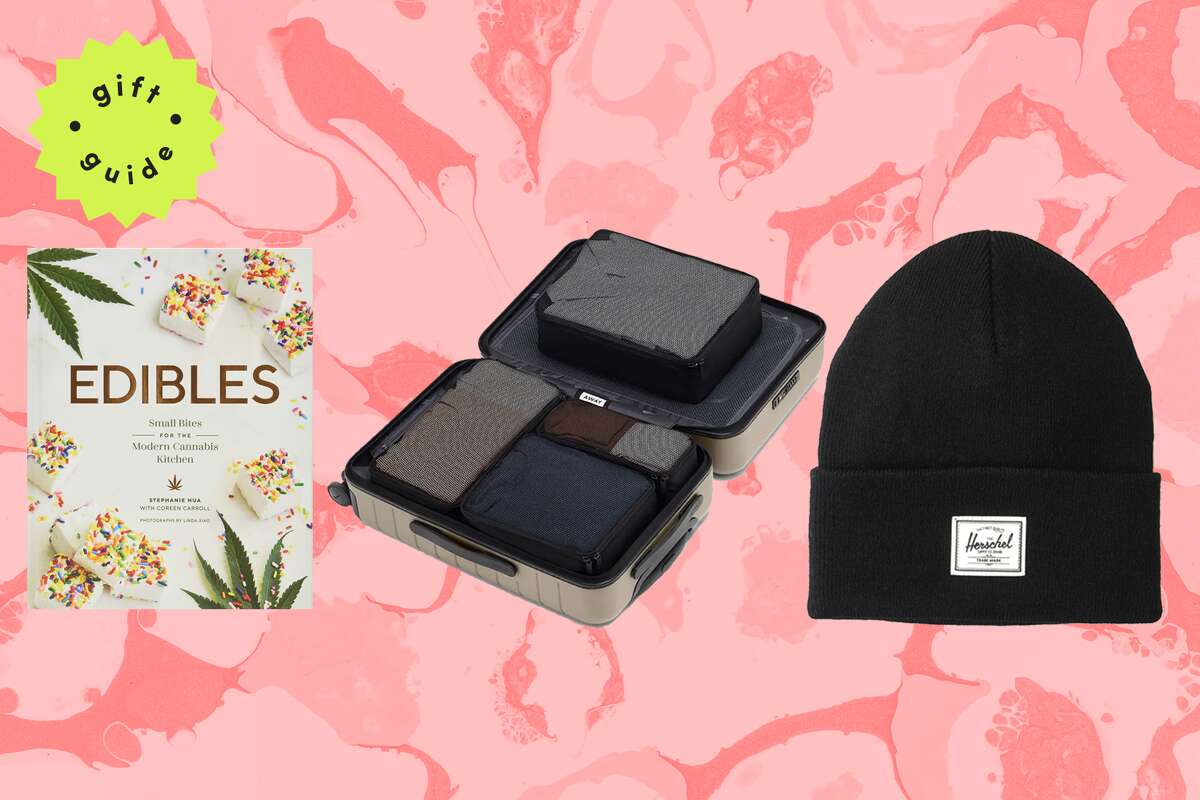 "Edibles: Small Bites for the Modern Cannabis Kitchen" ($17.96), The Insider Packing Cubes Set ($45) and Herschel Supply Co. Men's Elmer Beanie Cap ($19.99)