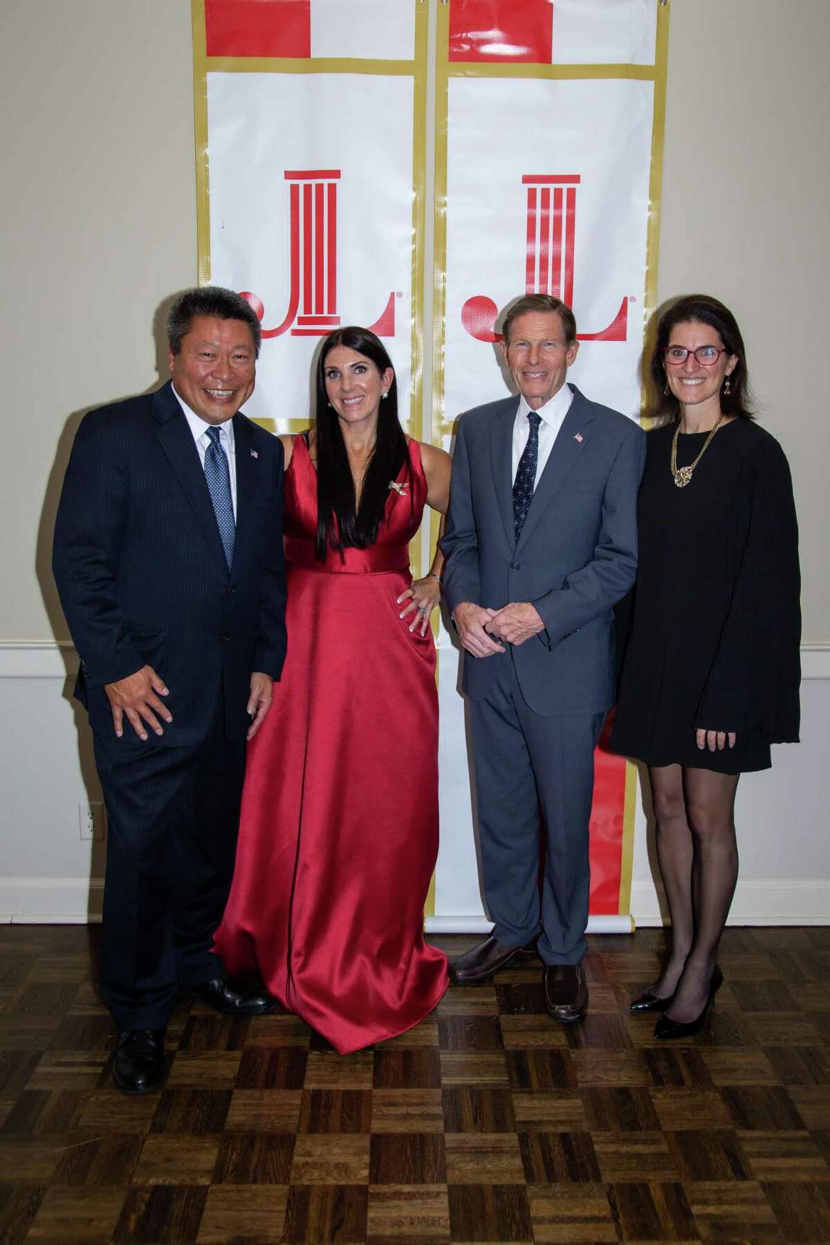 Members of the Junior League of Eastern Fairfield County recently celebrated the group’s centennial. Pictured are state Sen. Tony Hwang, Samantha Collin JLEFC Past President, U.S. Sen. Richard Blumenthal and state Rep. Cristin McCarthy Vahey.