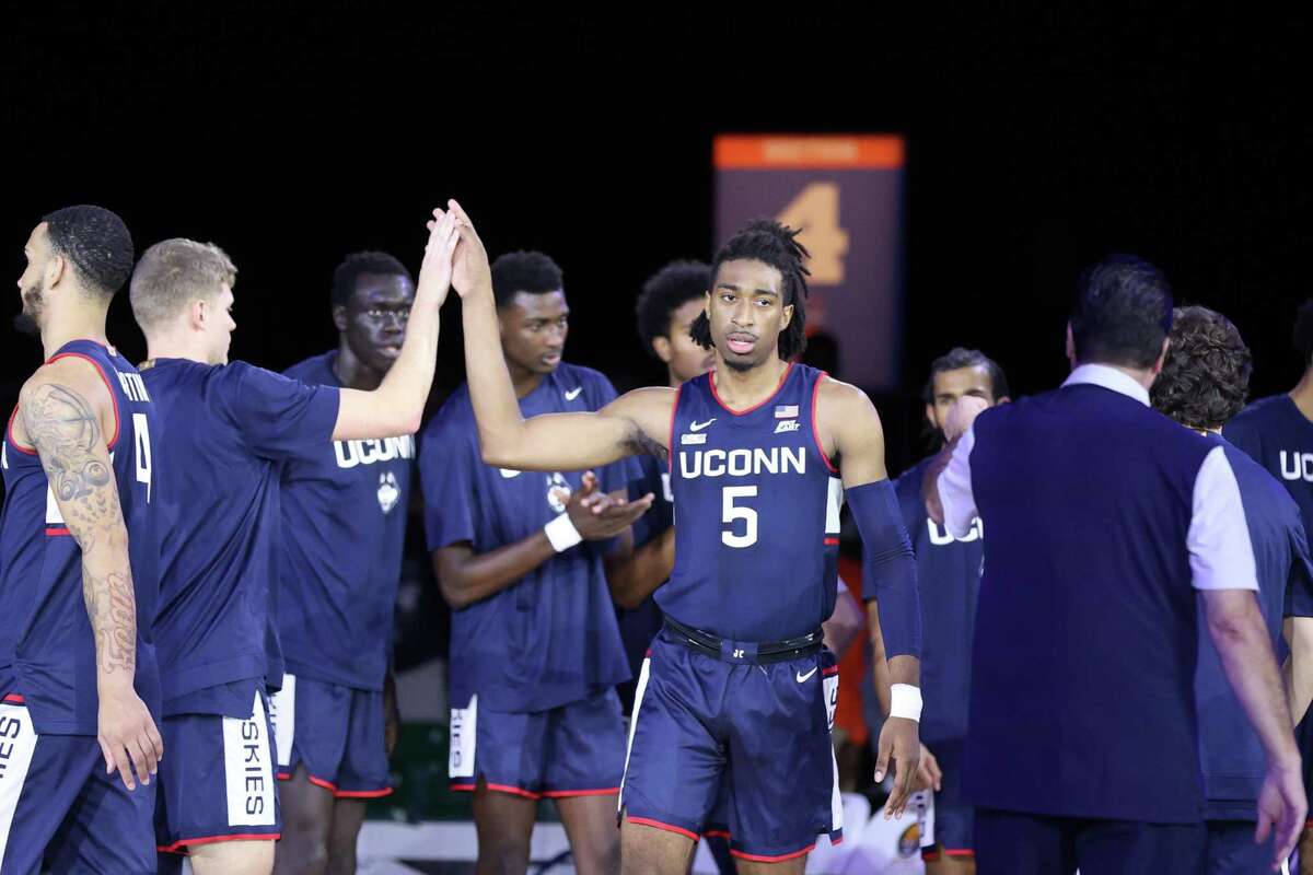 UConn's Isaiah Whaley introduced before the game against Auburn Wednesday in the Bahamas.