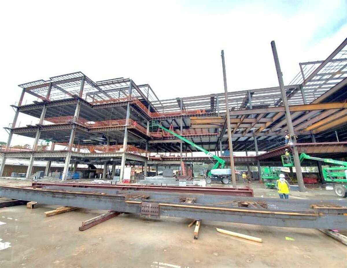 A picture from early on in the construction process for the new four-story Memorial High School building. The finishing touches are now being put on the building, which will be ready for use when students and teachers return after winter break.