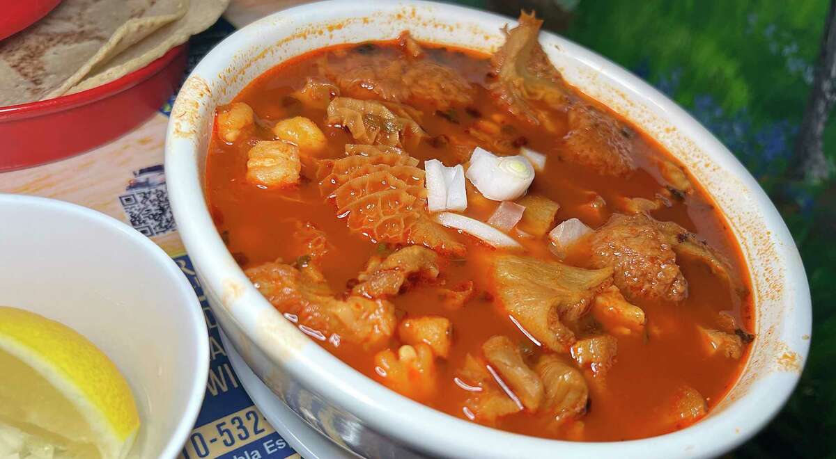 Menudo goes hand-in-hand with taquería culture all over San Antonio. Pete’s Tako House near downtown makes a good bowl, full of the honeycomb tripe that characterizes the style.
