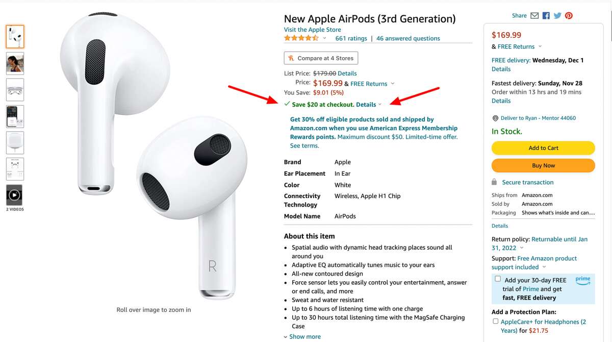 New Apple AirPods (3rd Generation) for $149.99 at Amazon