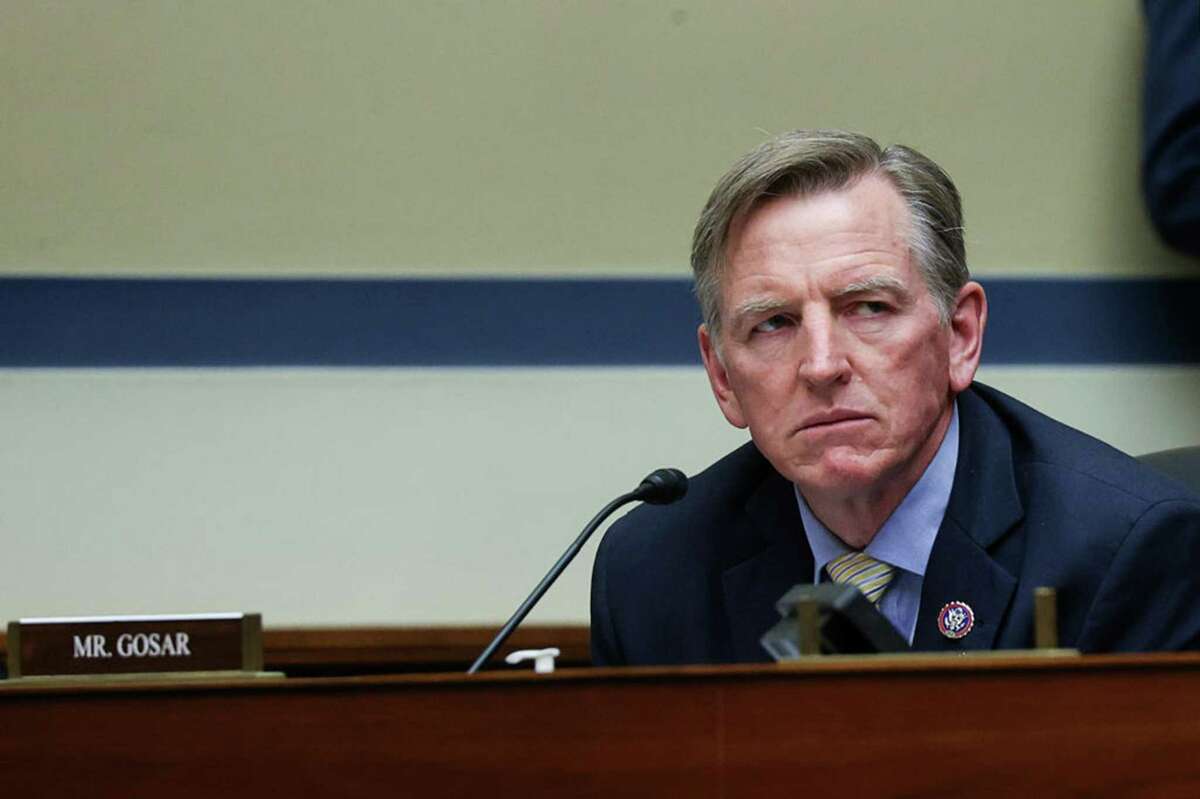 Rep. Paul Gosar, R-Ariz., attends a House Oversight and Reform Committee hearing on May 12, 2021, in Washington, D.C.