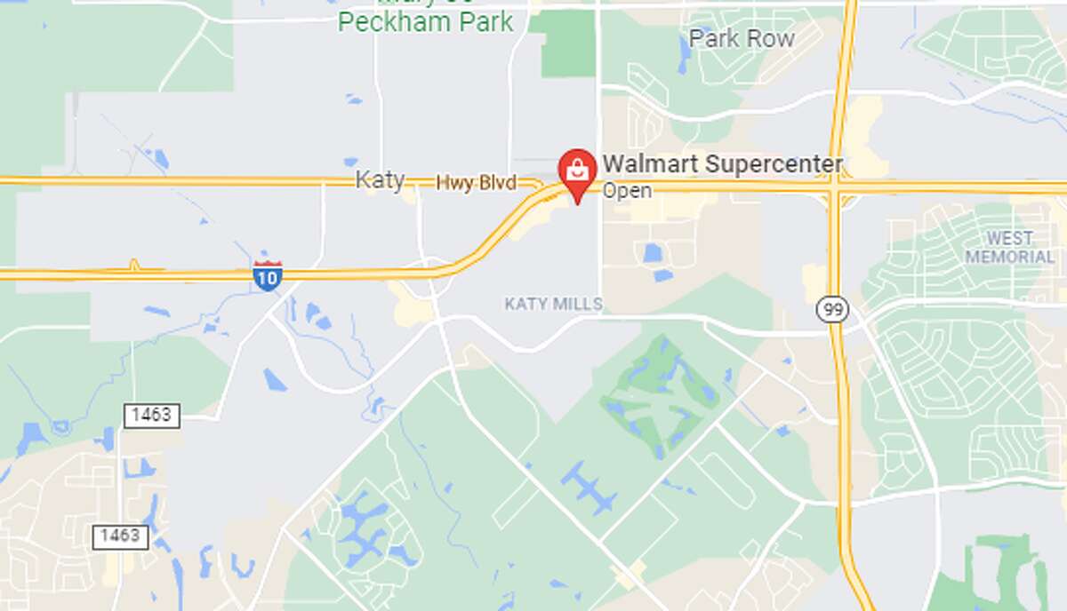 A map shows the Walmart Supercenter on Market Place Drive in Katy. 