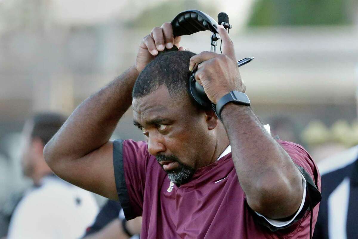 Summer Creek head coach Kenny Harrison during the first half of their non-district high school football game against Conroe at George Turner Stadium Friday, Sept. 10, 2021 in Humble, TX.