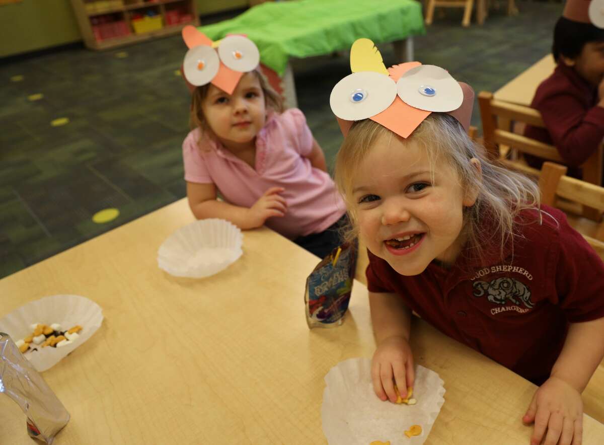 Pre-kindergarten through third-grade students in Mrs. Hill's class made turkey hats while enjoying a Thanksgiving snack at Good Shepherd Lutheran School in Collinsville. 