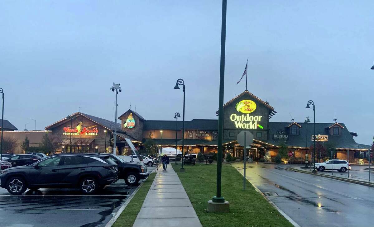 Cars are parked at the Bass Pro Shops in Bridgeport in the early morning hours of Black Friday. The business saw a steady stream of customers Friday.